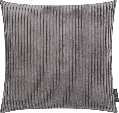 Magma Shara Kissenbezug 45x45 cm - anthrazit,- samtig weich kuschelig Cord Look, rechteckiger Kissenbezug, für Wohnzimmer, Schlafzimmer, Büro und Gästezimmer Waschbar