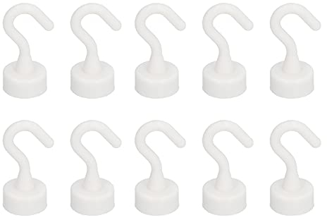 YUMILI Magnethaken-Set, 10-teiliges weißes, Robustes ABS-Kompakthaken, Magnethaken, Mehrzweckhaken für Kühlschrank, Mikrowelle, 11 lb