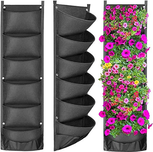 Laurel & Mason Pflanztaschen zum Aufhängen, 8 Taschen, vertikale Wandmontage, Pflanzbeutel für Kräuter, Blumen, Gemüse, 130 x 30 cm