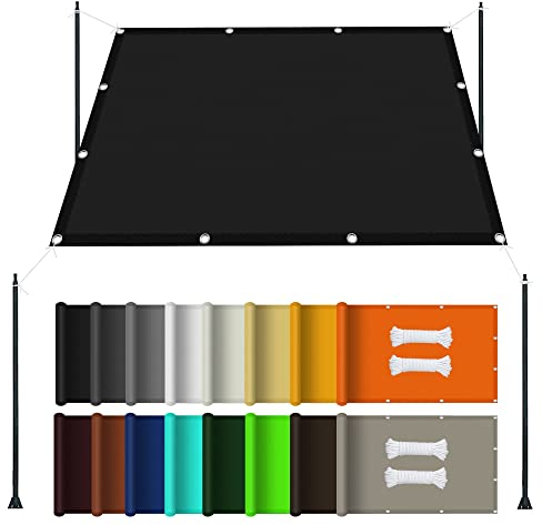 Wasserdichtes Terrassenvordach Rechteckig 3 x 9 m, Wasserdichtes Garten-Vordach Rechteckig 98% UV Schutz Terrassenüberdachung für Balkon Garten, Schwarz