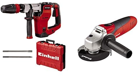 Einhell Martillo de demolición TE-DH 12(1050W,12J, toma SDSmax, empuñadura con amortiguación vibrac,empuñadura adicional ajustable, 4m cable goma,incl. cincel puntiagudo y plano,incl.E-box)+Amoladora