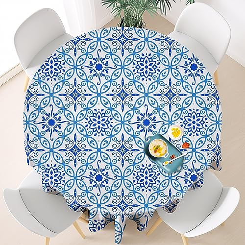 Runde Tischdecke 150cm Outdoor Tischdecke, Marokko wasserdichte Tischdecke Waschbar und Abwischbar Landhausstil Antifouling Camping Tischdecke ist für Esstisch, Couchtisch, Gartentisch Geeignet