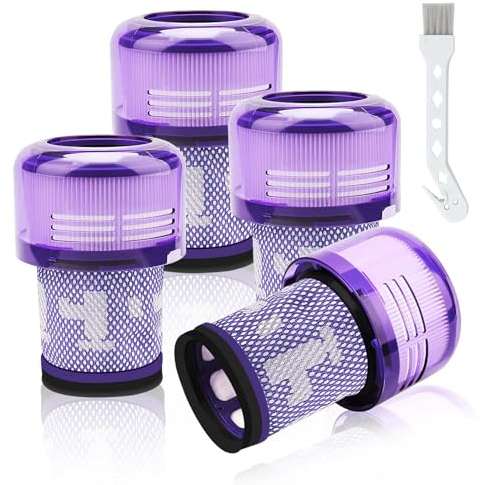 Laukowind 4 Stück Filters für Dyson V12, Washable Ersatzfilter für Dyson V12 Detect Slim Absolute Extra/Total Clean/Fluffy Vacuum Cleaner, Ersetzen Sie # 971517-01