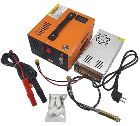 QUTBAG PCP Air Compressor, 4500 PSI/300 BAR Pressure Pointer Auto-Stop PCP Air Rifle Compressor, 30 MPA High-Pressure Electric Air Pump for Airgun Paintball Fighting and Diving B