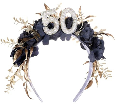 PartyforU Happy Birthday Stirnband Geburtstagskrone für Mädchen - Handgefertigtes süßes Geburtstags-Stirnband Headpeice mit Blume und Perle