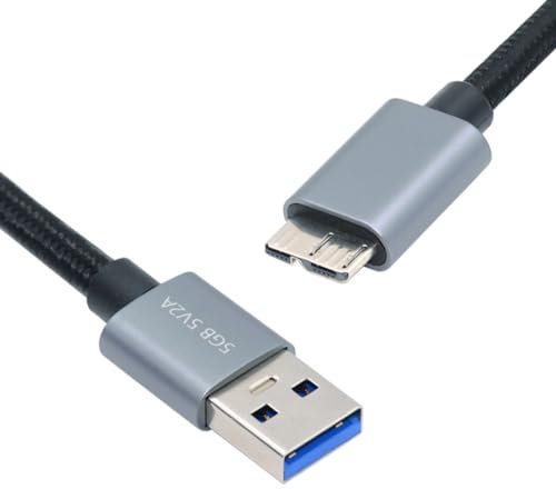 chenyang Câble USB 3.0 en nylon tressé USB 3.0 Type A vers Micro 3.0 B Câble d'extension de données 5 Gbps pour disque SSD caméra 0,3 m