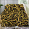 ZDABAOEC Kuscheldecke Flauschig Schwarz Gold Paisley Decke, Fleecedecke 130x150, Sofadecke & Couchdecke, Weiche Kuschelige Wohndecke Blanket, Klein Decken für Sofa Couch