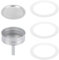 sourcing map Piezas de repuesto para cafetera espresso de aluminio con 1 filtro y 3 juntas de silicona, 1 embudo de 74 x 64 x 4,5 mm para cafetera moca de 9 tazas (plateado)