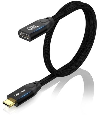 USB-C Verlängerung 0,5M, 20Gbps Datenkabel USB 3.2 Gen2x2, 240W PD 3.1 Schnellladen, 4K@60Hz Video, S22/S21/S20, MacBook Pro, iPad