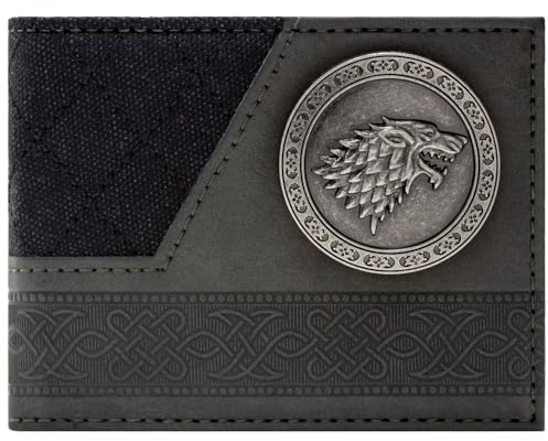 Game of Stark Thrones Winter is Coming Direwolf Wappen Geldbörse/Geldbeutel Bi-Fold ID & Karten, Grau