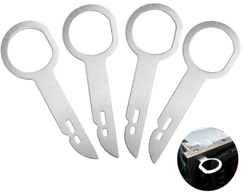 UKOFEW Autoradio Adaptateur Demontage,4 Pièces Acier Inoxydable Clé Extraction Autoradio,Outil de Déverrouillage D'autoradio Compatible Convient à la Plupart des Voitures