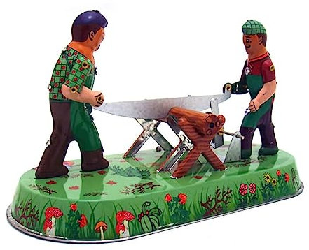 FLADO Kinder-Blechspielzeug zum Aufziehen, MS394, Säge, Holzmann, Retro, Sammlerstück, Geschenk für Jungen und Mädchen, Eltern-Kind-Interaktion, personalisierte Ornamente