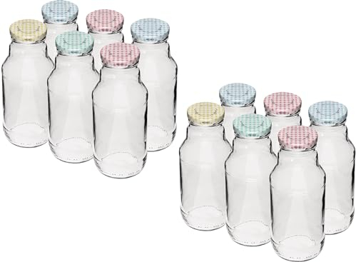 lilawelt24 12x Flasche für Saft 330 ml mit Schraubverschluss Ø 43 – 6 St., Leere Glasflaschen flasche zum befüllen Saftflaschen