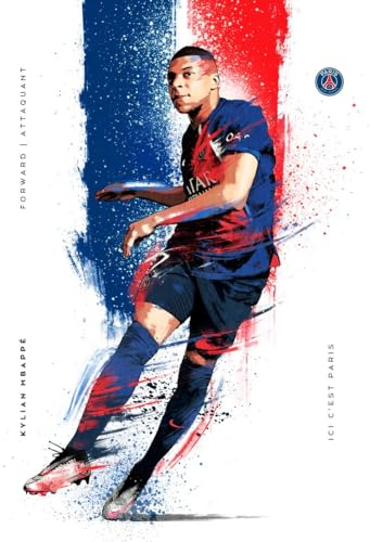 Displate - Poster aus Metal - Paris Saint Germain - PSG Home Kit 2024 - Mbappe Home Kit 2024 45 cm x 32 cm