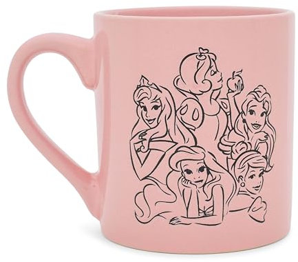 Disney Princess Pink Wax-Resist Ceramic Mug | Coffee Cup For Tea, Espresso, Cocoa | Holds 14 Ounces