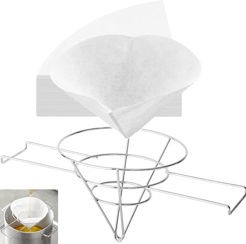 (Paquete de 100) conos de papel de filtro de aceite para freidora comercial, 100 unidades, con soporte de filtro de acero cromado de 10 pulgadas