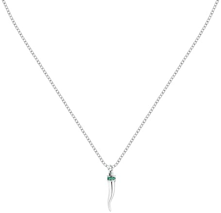Morellato Collana Uomo in Acciaio e Cristalli con Pendente Cornetto, Collezione MOTOWN, Regalo Uomo