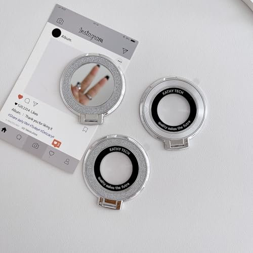 3PCS flash diamond stick-on mobile phone finger ring holder, invisible finger ring clasp stick-on mobile phone holder for all kinds of mobile phones.(silver-coloured)