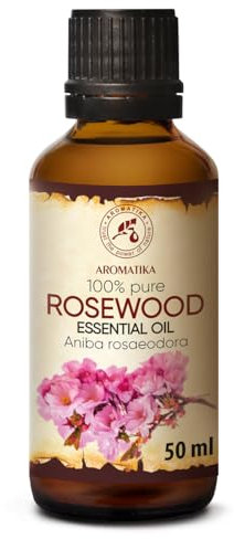 Huile Essentielle Bois de Rose 50 ml - Aniba Rosaeodora - Pur et Naturelle - Huile pour la Beauté - Aromathérapie - Diffuseur de Arômes - Arôme - Parfum de Intérieur - Rosewood Oil