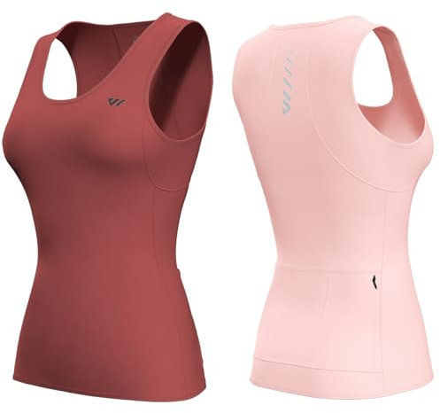 Fahrradtrikot Damen äRmellos,Radtrikot Atmungsaktiv Rennrad Trikot Fahrradshirt Mountainbike Frauen Sport Shirts FüR Damen Tank Top Taschen korallenrosa-Rosa XL