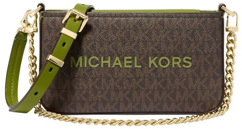 Michael Kors Bryant Small Convertible Crossbody Bag, Gold-tone Hardware/Signature With Pop Trim/Meadow Green, One Size