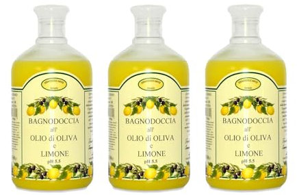 Fratelli Risso - Duschbad mit Olivenöl und Zitrone, Körperbad, Duschgel, Natur, 3 Stück 500 ml