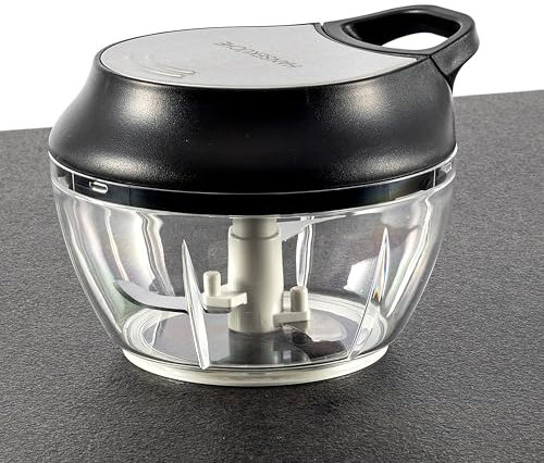 HANSEKÜCHE - Coupe-oignons manuel avec cordon - Hachoir avec 3 lames en acier japonais pour oignons, herbes, noix et crème - 500 ml - Passe au lave-vaisselle