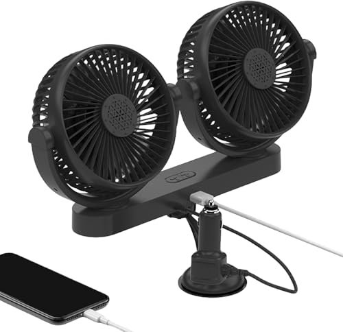 Générique Ventilateur De Voiture Oscillant Automatique - Climatiseur De Gadgets Cool À 360 Degrés Rotatif, 3 Vitesses Aspiration Tasse 12V 24v Refroidisseur Pour Camion De Camion De Berline RV