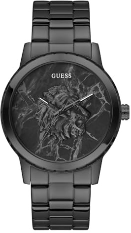 Guess Monarch Men's Stainless Steel Watch 44mm Black Stainless Steel Band 3 Bar Black Dial GW0958G3