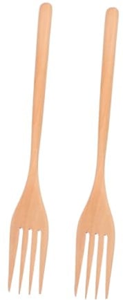 LALADEFIEE Holzgabeln Salatgabeln 2 Stück 22.50X2.50X1.00cm | Handgefertigt, Holz, Rühren, Servieren, Kochen, 2 Stück, Beige, Salatgabeln