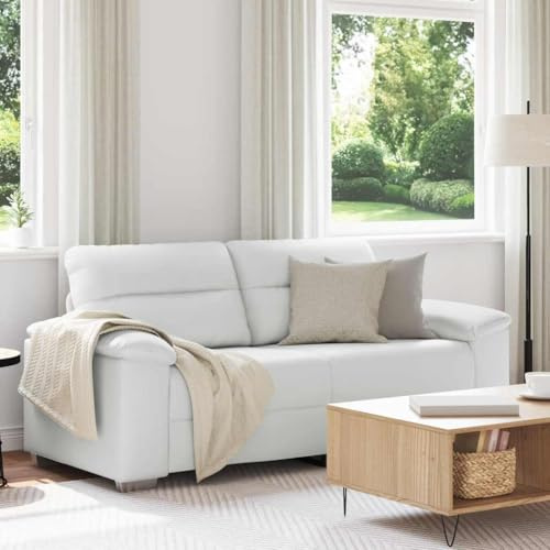 LoogCape 2-Sitzer-Sofa Weiß, 140 cm Kunstleder, Robustes Wohnzimmer Couch mit Breiten Armlehnen, langlebige Lounge Möbel für Zuhause