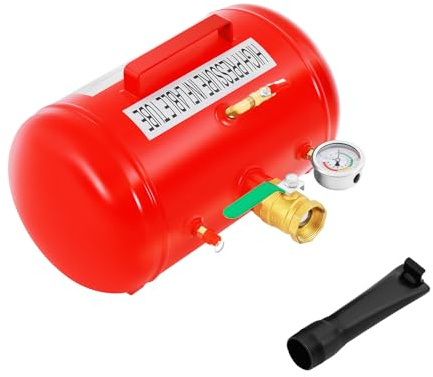MIIWWOWO 20L Lufttank Tragbar 1MPa, Reifen Reifenfüller Booster mit Manometer für Autoreifen Vakuumreifen PKW LKW, Rot