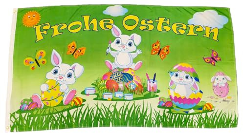 Fahne Flagge Frohe Ostern - Hasenkinder - Kinder - 90 x 150 cm