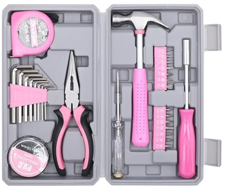 Professionelles 29-teiliges Haushaltsset mit Zange, Schraubenschlüssel, Maßband, Hammer, Sechskant, für Heimwerker-Projekte, Auto