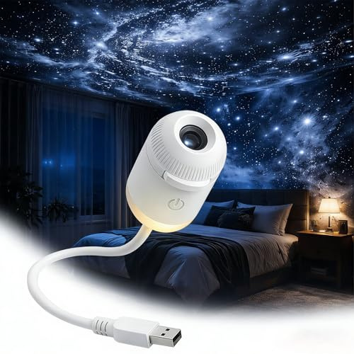 Proiettore Galattico Lampada Notturno 2 in 1, Galattico Proiettore Soffitto, Lampada LED Luminosità Regolabile, Projector USB per Decorazione di Auto, Camera da Letto (12 proiezioni di diapositive)