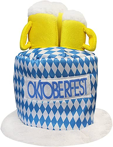 Oktoberfest Bavarian Beer Hat X 6 with 3 Stein Beer Glasses - Plush Felt - Fancy Dress Costume Headwear