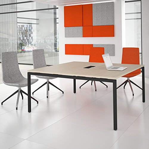 Weber Büroleben GmbH NOVA Konferenztisch 160x164cm Eiche mit ELEKTRIFIZIERUNG Besprechungstisch Tisch, Gestellfarbe:Anthrazit