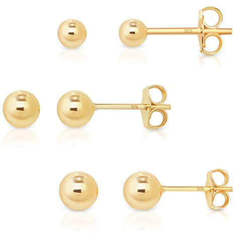 Boucles Oreilles - Piercing Oreille Or - Boucle d oreille Homme - Petit Clou - Boucle Oreille Or - Boucles Oreilles Femme - Piercing Lobe Oreille - Boule Or - Boucle Oreille Enfant - Diam. 4, 5, 6 mm