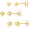 DTPsilver® 3 Paare WINZIGE/KLEINE Ohrringe 925 Sterling Silber Gelb Vergoldet - Runde Kugel Ohrstecker - Durchmesser: 4, 5, 6 mm