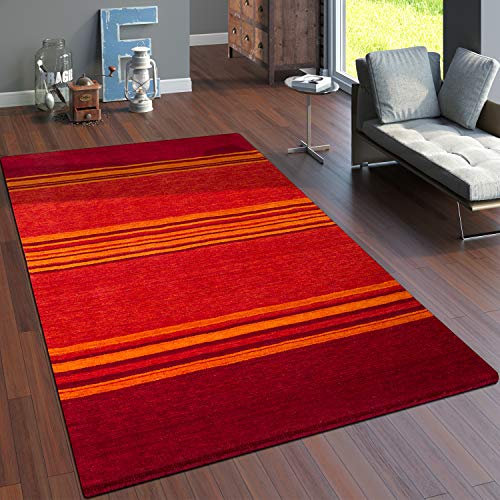 Paco Home Teppich Wohnzimmer Schlafzimmer Kurzflor Ethno Design Geometrisches Muster Handgearbeitet Gabbeh Moderne Deko, Grösse:120x170 cm, Farbe:Terracotta 3