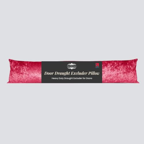 Original Sleep Company Draught Excluder Pillow - Luxury Crushed Velvet Draft Sausage for Door Wind Stopper - Home Improvement Accessories - 85cm x 20cm (33 x 8) - Ruby Red