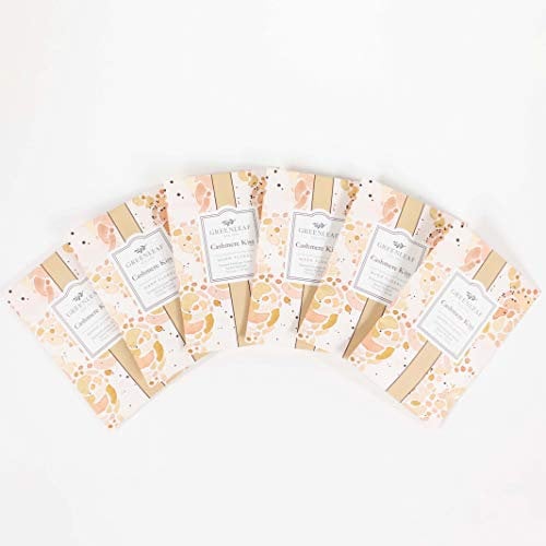 Greenleaf -Pack of 6 CASHMERE KISS- Scented Sachet Bag, Drawer Fragrance Wardrobe Air Room Freshener for Bedroom Bathroom Car - Notes of Citrus,Jasmine,Rose,Vanilla,Patchouli,Musk