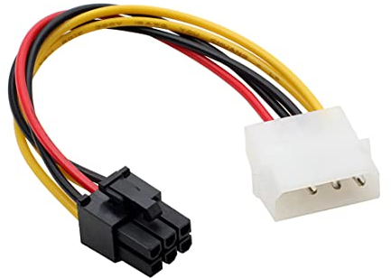 CABLEPELADO Câble d'alimentation 4 broches mâle Molex vers 6 broches PCI Express | Câble d'alimentation vers carte graphique | 6 broches PCI Express | 15 cm