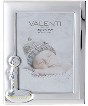 Valenti&Co - Cornice Portafoto in Argento cm 13x18. Perfetta Come Idea Regalo per ricorrenza Come Battesimo di Un Bambino