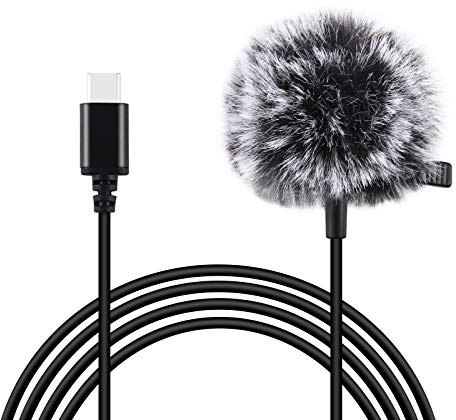 PULUZ Lavalier Microphone, 1.5m USB-C/Type-C Jack Lavalier Wired Condenser Recording Microphone for Karaoke, YouTube, Gaming Recording, Video Conference, etc.