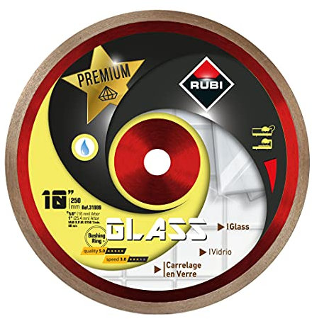 RUBI 10 Diamond Blade for Glass Cutting – Premium Wet Cutting Blade for Glass Mosaic, Blocks & Vitreous Materials – Low Speed Performance