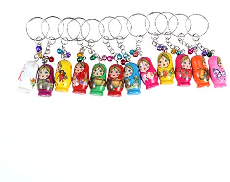 EXCEART 12 StüCk Holz SchlüSselanhäNger Russische Matroschka Puppen Handgefertigte Babuschka AnhäNger Dekorative Geschenkidee FüR Weihnachten Und Zuhause