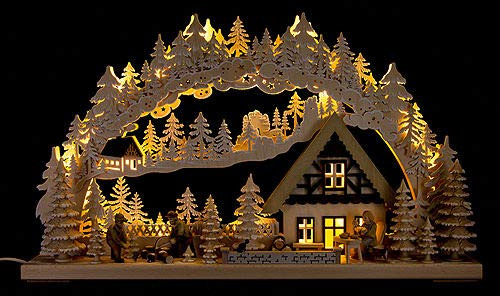 Ratags 3D-Schwibbogen Holzfäller mit Raureif - 72x43 cm
