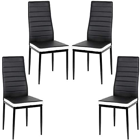 shunyi fashion Esszimmerstühle 4er Set, Modern Stühle für die Essecke Küche (schwarz-weiß, 4)