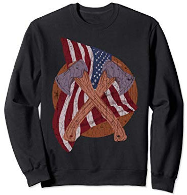 Axe Throwing Lumberjack Hatchet USA Flag Funny Gift Sweatshirt